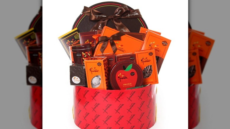 Assortment of orange chocolate boxes