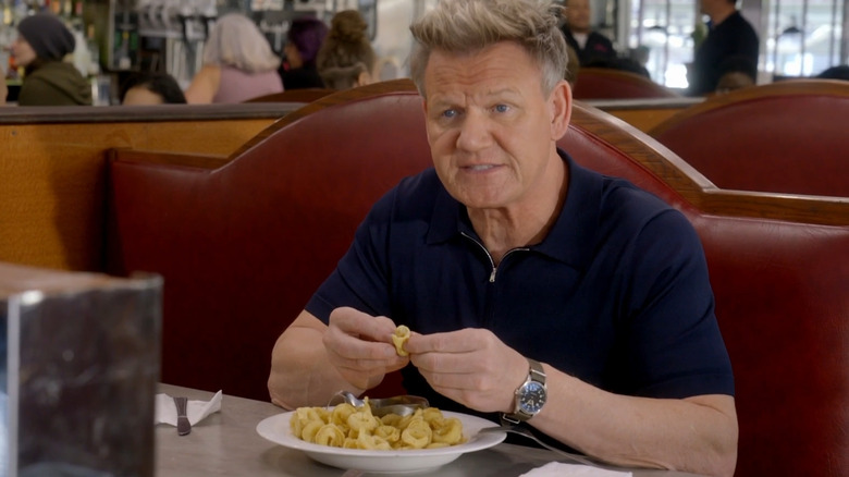 Gordon Ramsay tearing open a tortellini