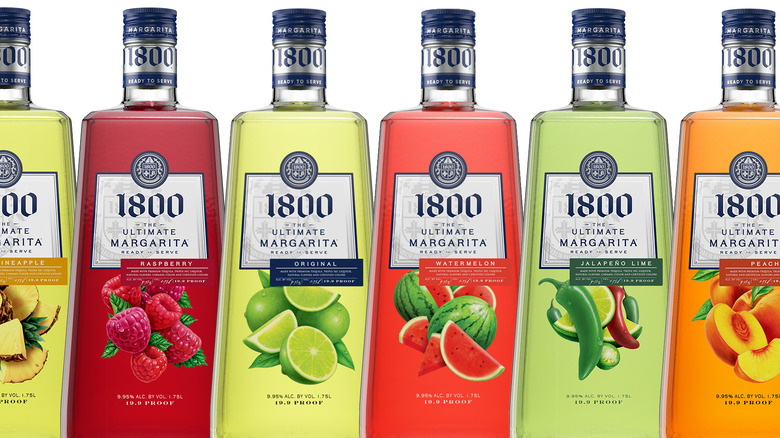 Bottles of 1800 the Ultimate Margarita flavors lined up.