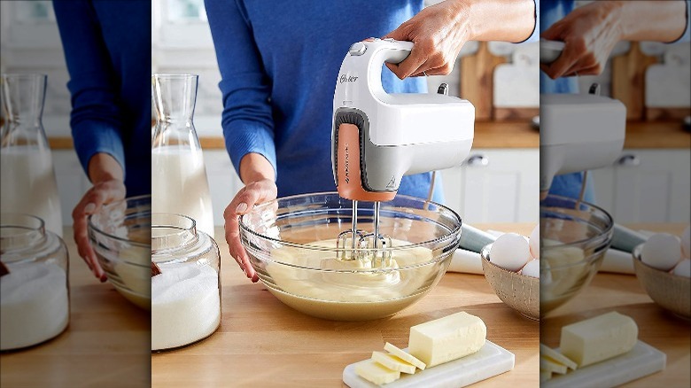 Oster hand mixer mixing butter