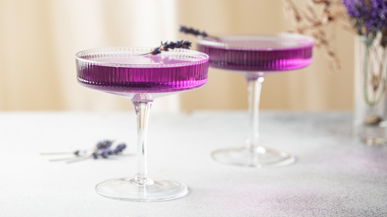 Two lavender cocktails