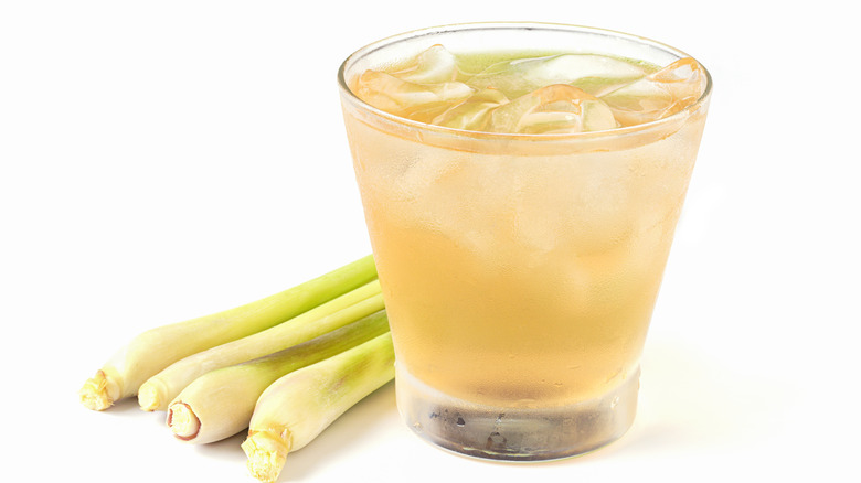 Glass of lemongrass cocktail 