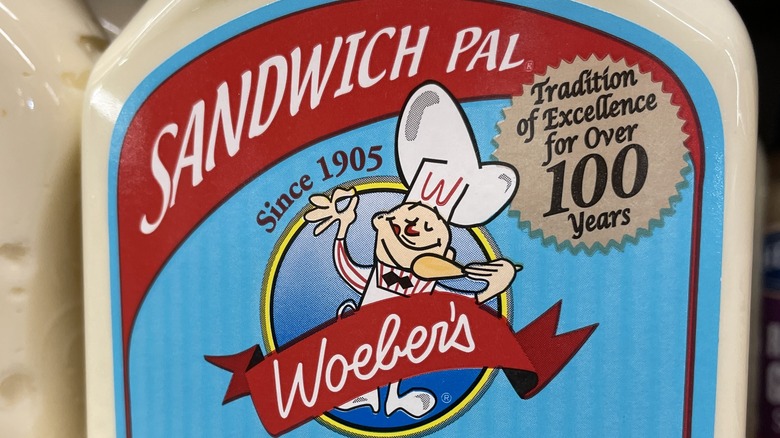 The Woeber's Sandwich Pal logo on a bottle of horseradish sauce