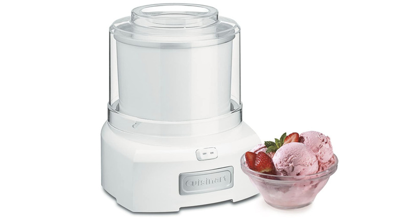 Cuisinart ice cream machine and strawberry ice cream