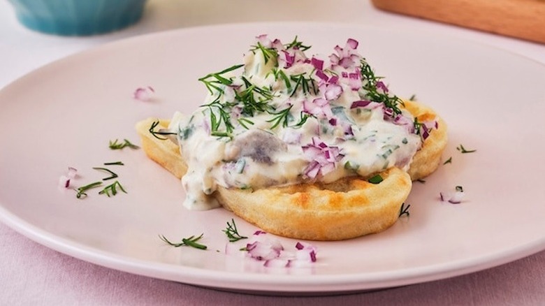 Frozen Ikea waffle on a plate