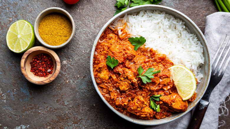 A bowl of chicken tikka masala