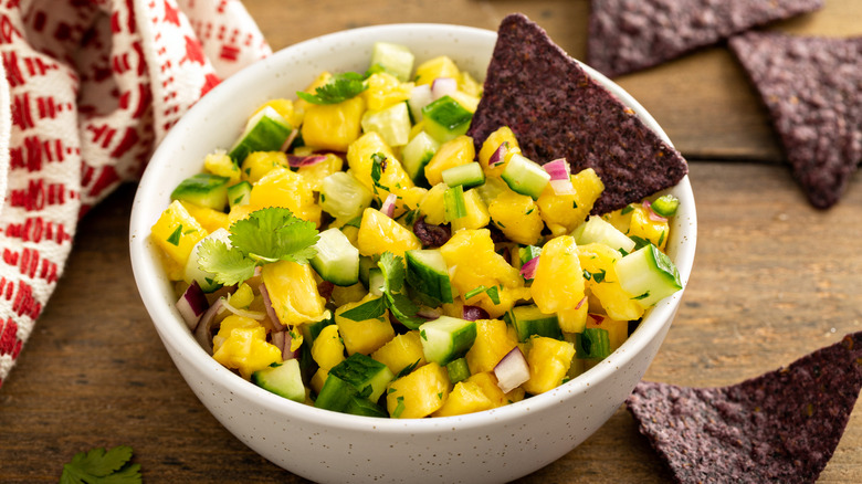 A bowl of pineapple salsa