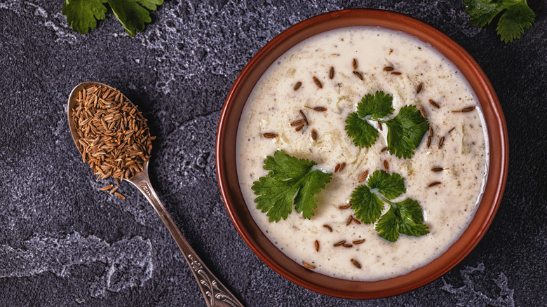 Cucumber and cilantro raita