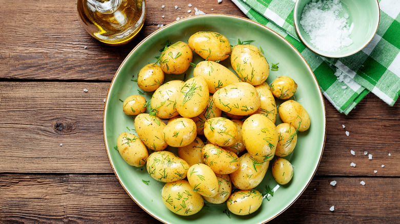 Potatoes topped with dill