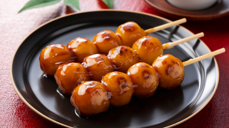 Japanese dango on skewers