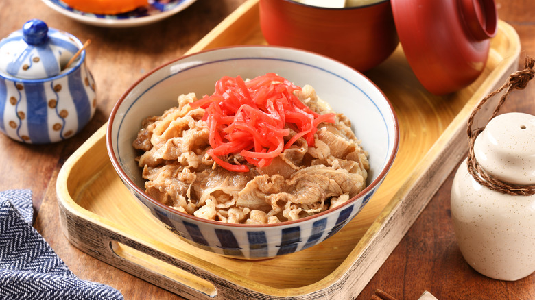 Japanese gyudon beef rice bowl