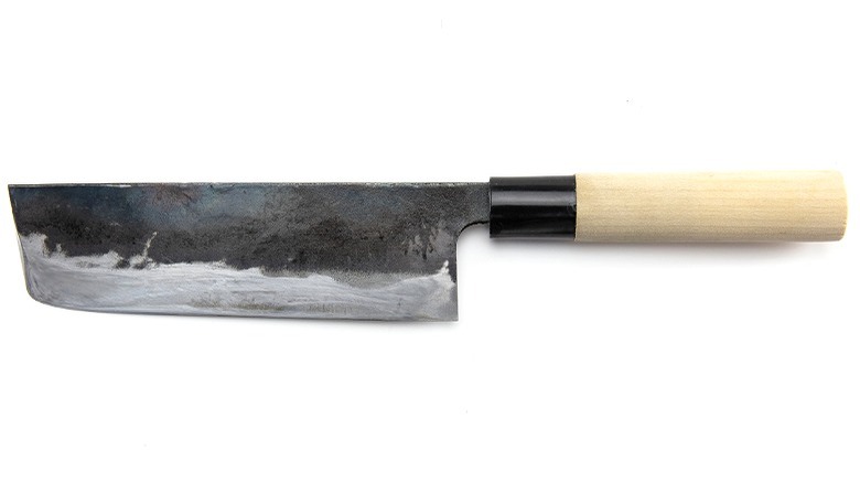 Japanese nakiri knife on white background