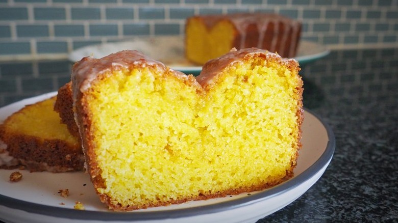 Slice of frosted lemon bread