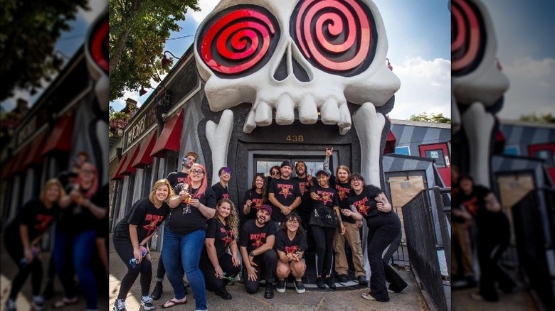 The Vortex exterior with employees