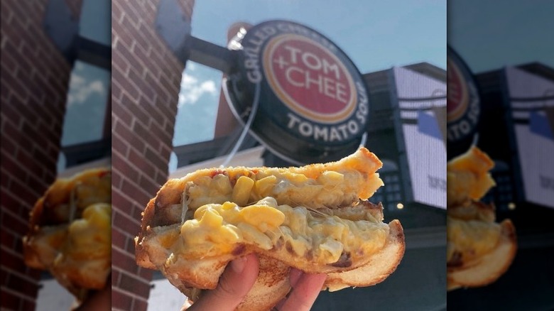 Tom & Chee sandwich outside