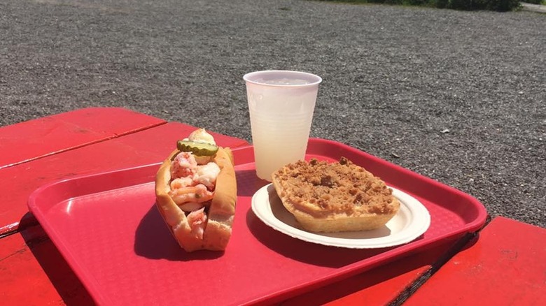 The Lobster Shack's lobster roll outside