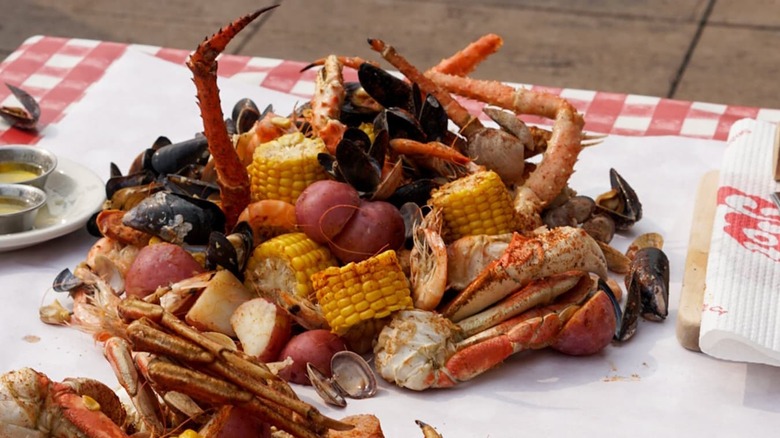 The Crab Pot's Seafest on table