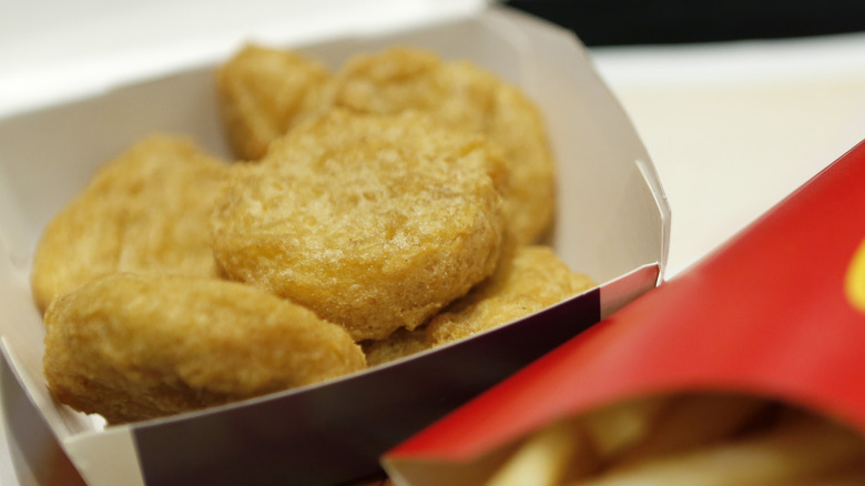 McNuggets in box on tray