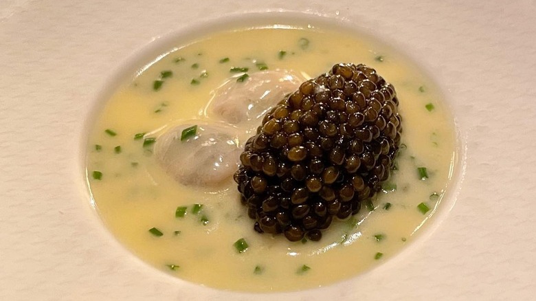 plated oysters and pearls