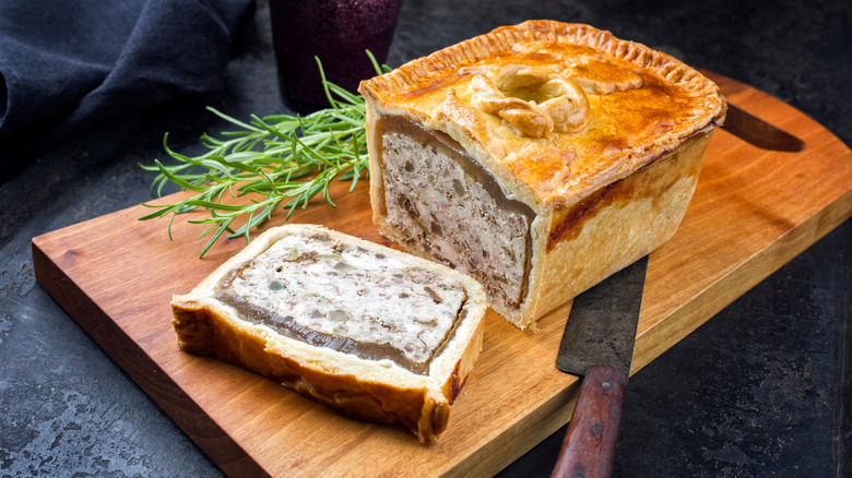 Pâté en croûte on cutting board