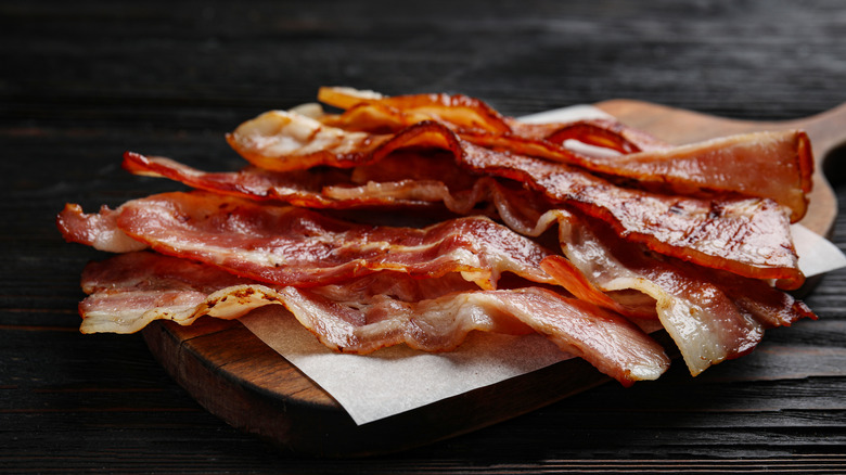 Bacon on a wooden board