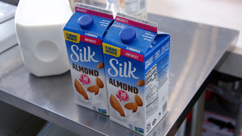 unsweetened Silk almon milk cartons