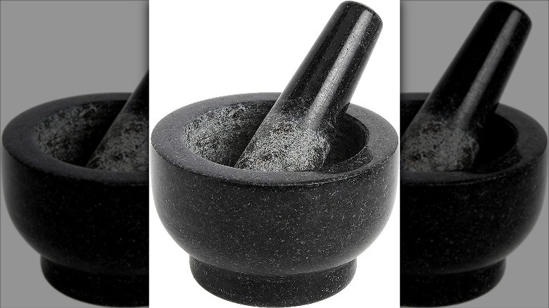 black mortar and pestle