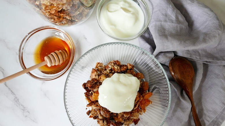 bowl of granola with yogurt