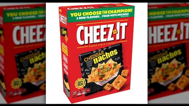 A box of Cheez-It Cheddar Nacho Crackers