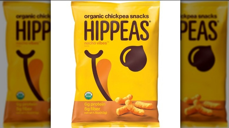 A bag of Hippeas Organic Nacho Cheese Chickpea Puffs