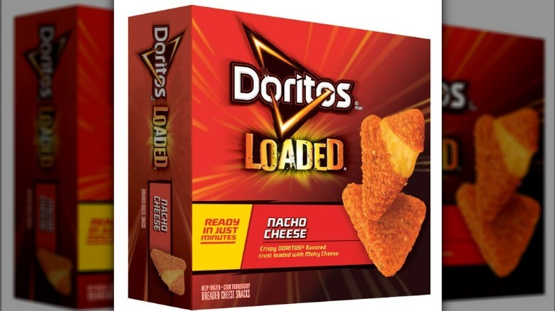 A box of Doritos Loaded Nacho Cheese Breaded Cheese Snacks