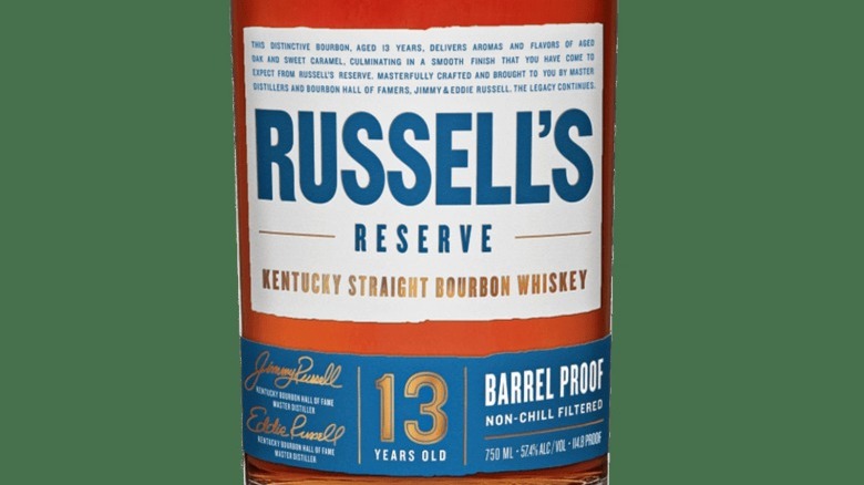 Russell's Reserve bottle label on green background