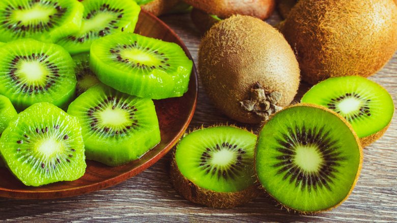 kiwis on fork