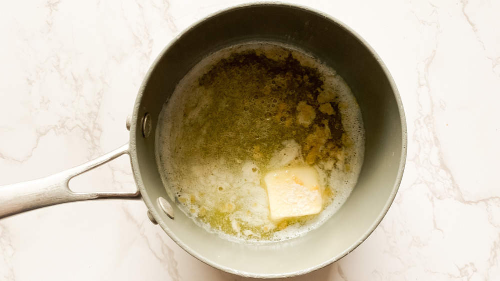 butter melting in saucepan for Papa John's garlic sauce copycat recipe