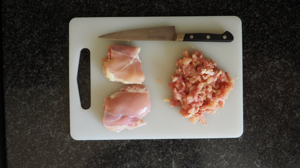 how to chop chicken for copycat PF Chang's lettuce wrap