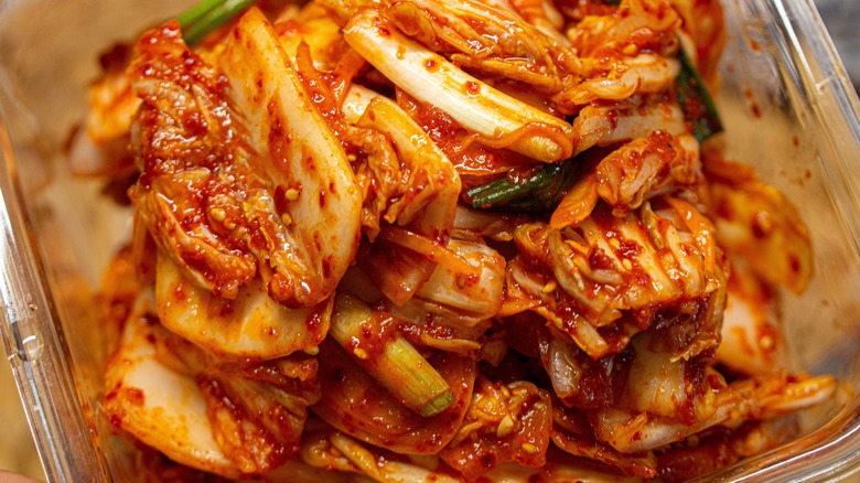 close up of Korean kimchi