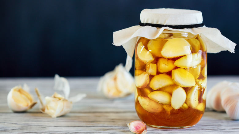 pickled garlic in jar