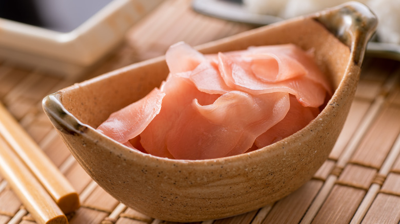 pickled sushi ginger in bowl