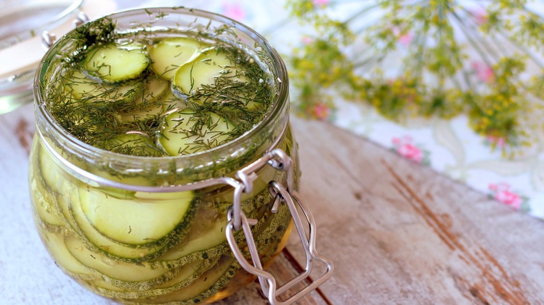 jar of pickled zucchini