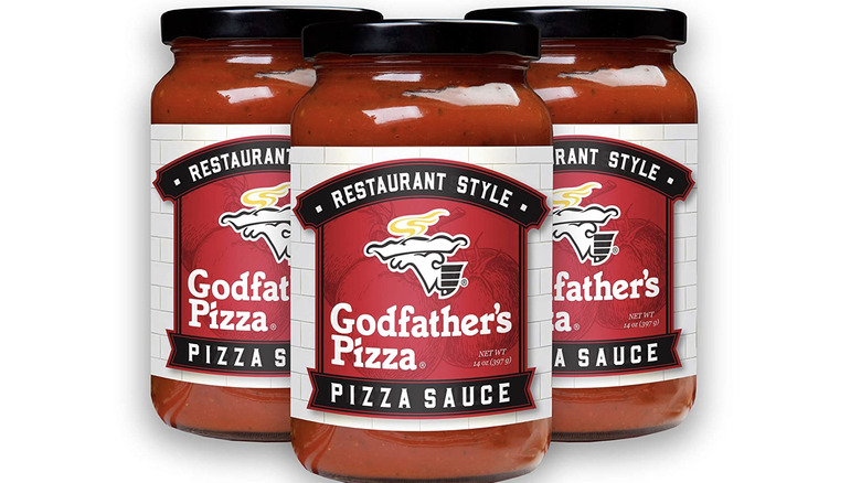 three jars of Godfather's Pizza pizza sauce