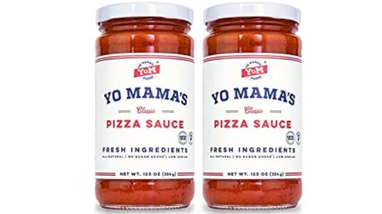 two jars of Yo Mama's Classic pizza sauce