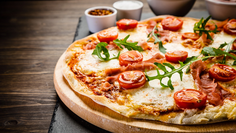 Pizza on a pizza stone