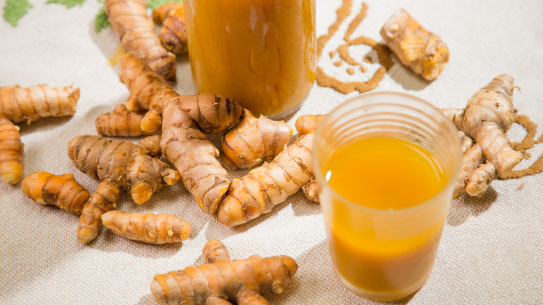 Turmeric extracted into juice