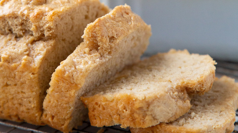 Quick bread loaf sliced