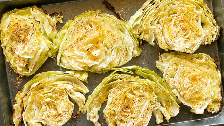 Thick slices of roasted cabbage