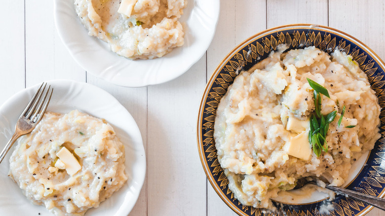 Bowls of colcannon mashed potatoes