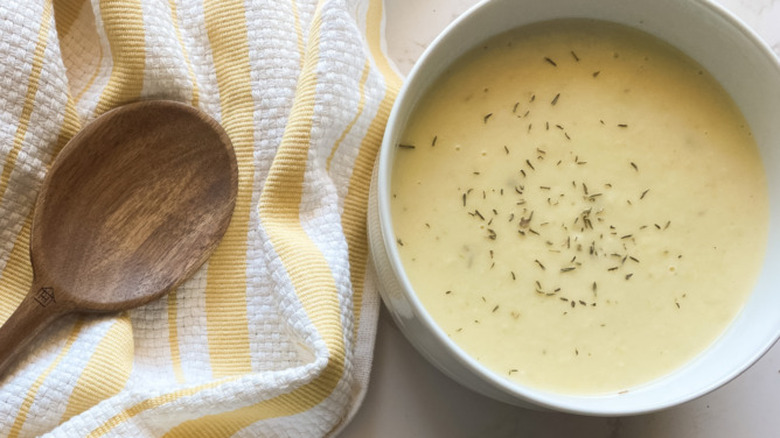 Bowl of creamy potato soup