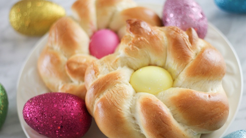 braided easter bread with egg
