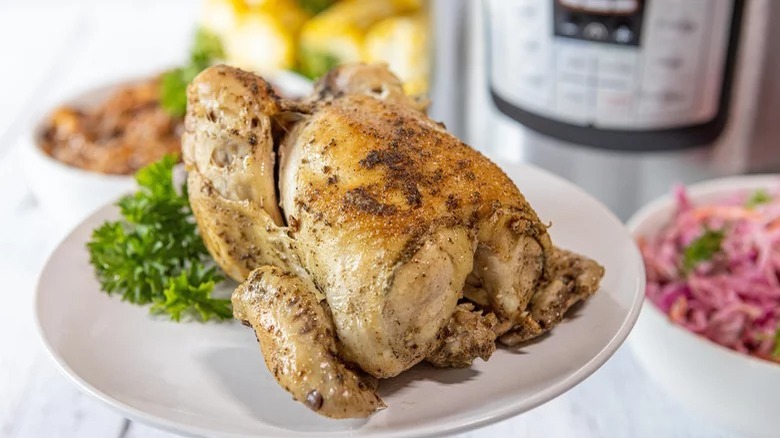 instant pot cornish hen on plate