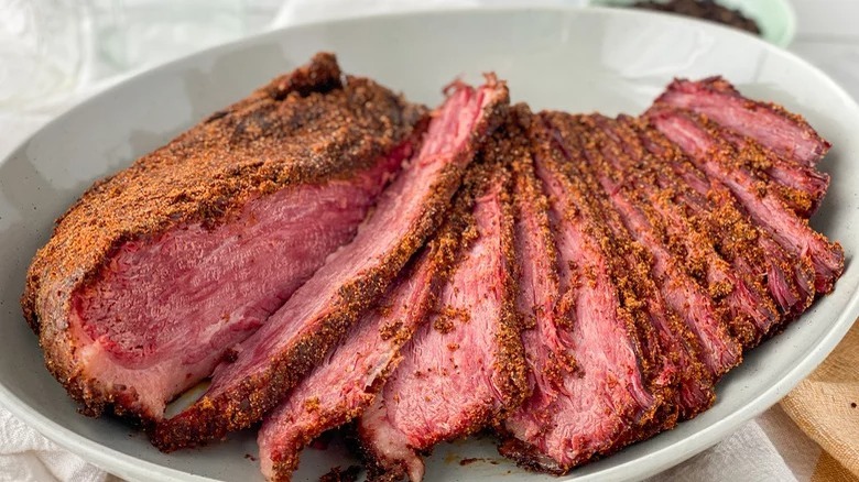 plate of instant pot pastrami